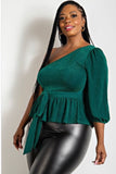 Glitter One Shoulder Peplum Top