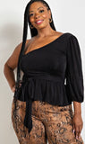 Glitter One Shoulder Peplum Top