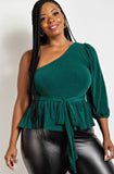 Glitter One Shoulder Peplum Top